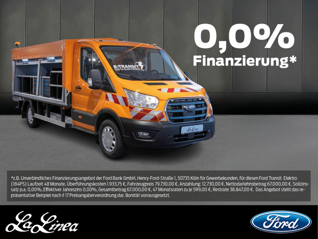 Ford Transit STRECKENKONTROLLFAHRZEUG Einzelkabine Pritsche ELEKTRO - Nutzfahrzeug - Orange - Neuwagen - Bild 1